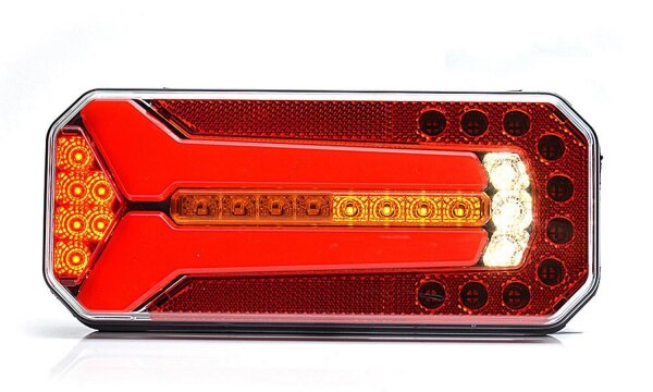 LED Rückleuchte (L/R) Lauflicht Blinker (6 Funktionen) 236 x 104mm LKW KZ seite