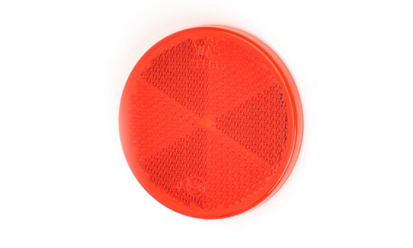 Reflektor Ø 61mm (6mm Dünn) Selbstklebend mit E20 PKW LKW  Anhänger RUND ROT