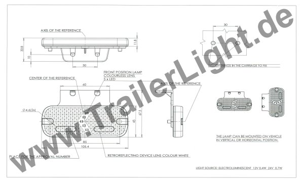 1 Paar LED Begrenzungsleuchten Umrissleuchten COBRA Anhänger 12v 24v  schlagfest