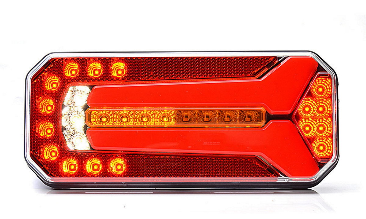LED Rückleuchte L/R Blinker Lauflicht (6 Funktionen) 236 x 104mm LKW  Anhänger W7